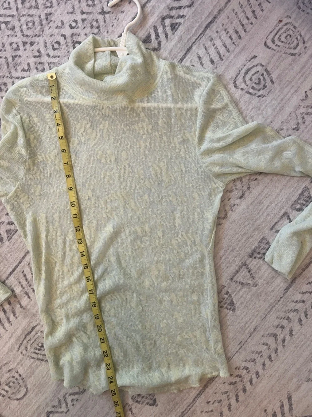 Free People Pale Yellow Lace Turtleneck Top